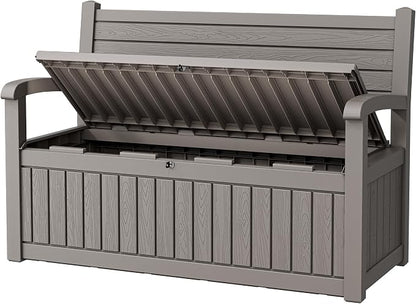 80 Gallon Outdoor Storage Bench Waterproof, Storage Outdoor Porch Bench Doubles by Unknown