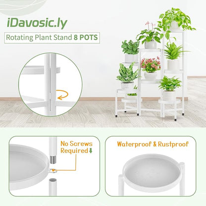 iDavosic.ly Plant Stand Indoor Outdoor, 8 Tier Metal Corner Shelf, Folding - Image 4