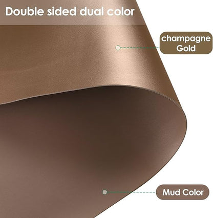 Leather Dresser Cover,1.8mm Thick,14x90 Inch,Dresser Protector Top,Dresser Top Protector,Dresser Cover Top,Dresser Top Cover,Dresser Cover Top for Bedroom.(Mud Color+Champagne Gold,14x90)