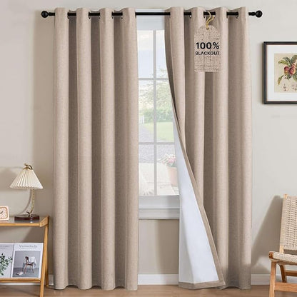 H.VERSAILTEX Linen Curtains 100% Blackout Curtains by HVERSAILTEX