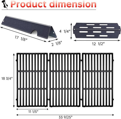 Cast Iron Grill Grates Flavorizer Bars Parts for Weber Genesis 2 E-410, S-410, Genesis II LX E-440, S-440, Weber 66089, 66097, 66041, 66033, 66796, Porcelain Steel Flavor Bars Heat Deflectors