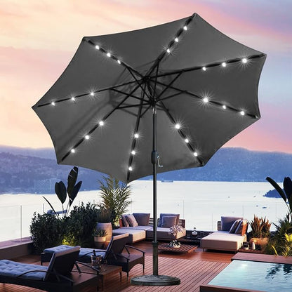 Sunnyglade 9' Solar LED Patio Umbrella, 8 Ribs, Tilt & Crank | 9Ft Patio - Image 6