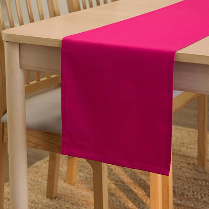 Encasa XO Table Runner 13"x104" Long | Cotton Canvas Fabric | Hot Pink Solid Color | Machine Washable & Durable
