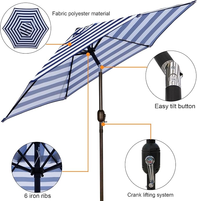 7.5 ft Patio Umbrella, Yard Umbrella, Outdoor Market Umbrella - Image 2