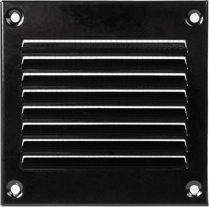 Repa Market 5-Pack 4x4 Inch Air Vent Cover/Black Galvanized Steel Louvered Grill Cover with Mesh Screen/Wall or Ceiling Vent/Durable Flush Mount HVAC Register for Indoor and Outdoor Ventilation