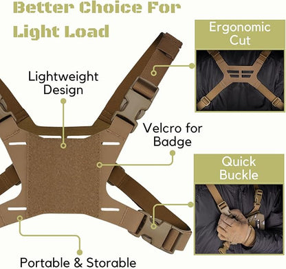 Let-Me-Be FoldPanel Chest Vest Set, Chest Rig Phone Mount for Plate Carrier Accessory Navigation Board, Outdoor Hiking Fishing Cycling Tactical Vest Wearable Phone Carrier for 4.7"-6.7" Screen