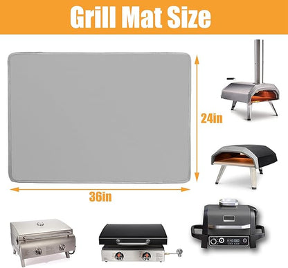 24x36in Heat Resistant Grill Mats for Outdoor Grill to Protect Your Prep Table and Outdoor Grill Table - Fire Proof & Water Proof & Oil Proof BBQ Mat - Grey(1mm)