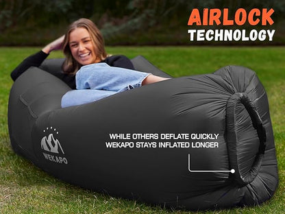 WEKAPO Inflatable Sun Lounger, Air Sofa, Hammock, Portable, Waterproof and Leak-Proof, Ideal for Backyard, Beach, Travel, Camping, Picnics and Music Festivals