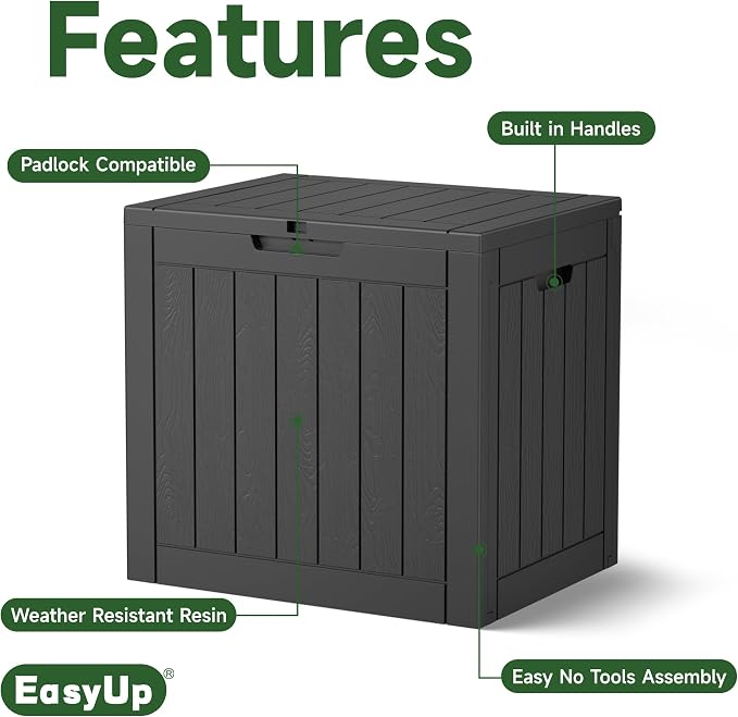 Outdoor Storage Box 38 Gallon Waterproof Resin Deck Boxes, - Image 3