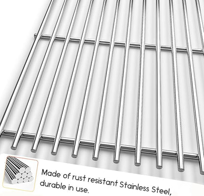 19.5" Solid Stainless Steel Cooking Grill Grates Replacement for Weber Genesis E and S Series 300 E310 E320 S310 S320 Gas Grills, Cooking Grate Grid for Weber 7524 7528, Set of 2