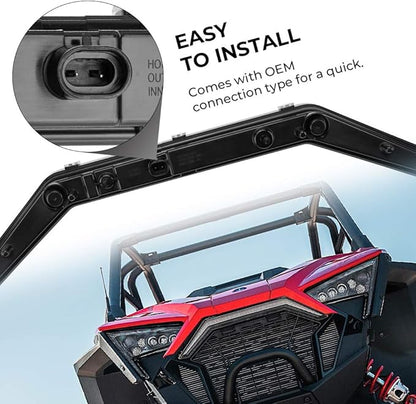 KEMIMOTO PRO XP Light Compatible with Polaris RZR PRO XP/R/Turbo R 2020-2024, LED Fang Front Accent Light ABS Easy Installation IP67 Waterproof #2884346