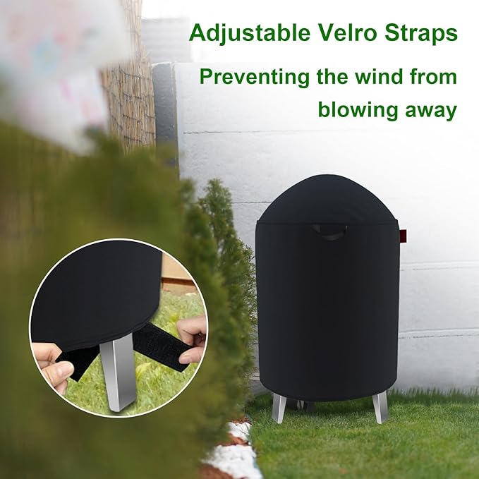 Round Smoker Cover Fits Grill Boss, SUNLIFER 20.5" Vertical Smoker,Pit Barrel Cooker Co 18.5" Smoker, Charbroil The Big Easy TRU-Infrared Smoker, Kamado Joe Classic Joe Series II 18" Grill 25"D x 35"H