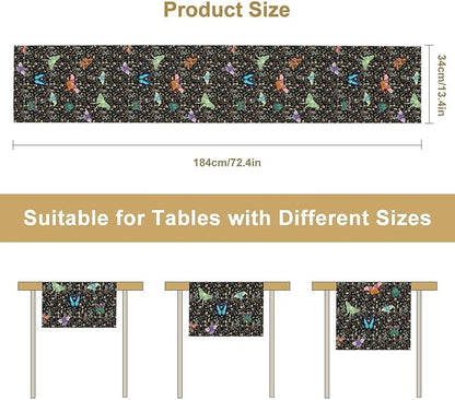 Boho Wildflower Moth Table Runner,Bohemian Floral Colorful Butterfly Print Table Runner for Kitchen Dining Table Holiday Indoor Outdoor Home Party Decor 13x120in