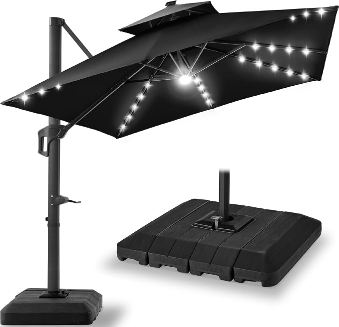 Best Choice Products 12x12ft LED Cantilever Patio Umbrella w/Base Included & by Unknown