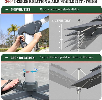 Cantilever Patio Umbrella with Cross Base and Cover Included - Image 4