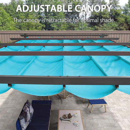PURPLE LEAF Outdoor Pergola Retractable Aluminum 12' x 16', Turquoise Blue | - Image 5