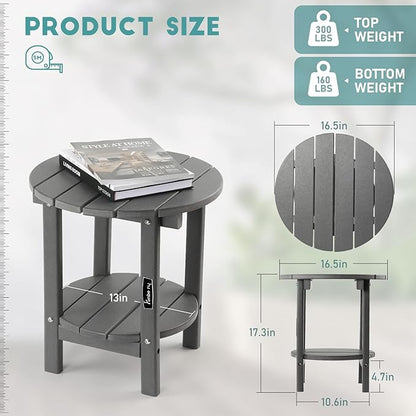 FUNBERRY Outdoor Adirondack Side Table Set of 2, 2-Tier Patio End Tables, HDPE All Weather for Outside