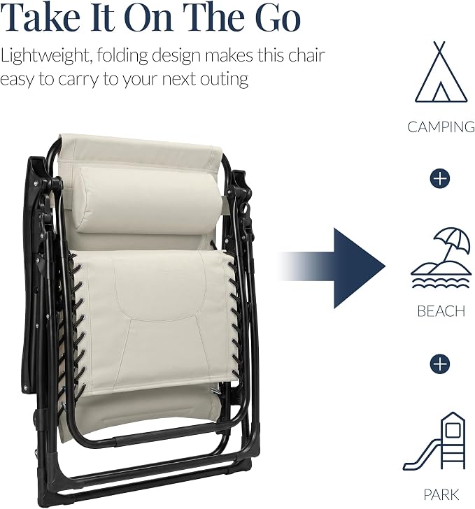 Best Choice Products Oversized Padded Zero Gravity Chair, Folding Outdoor Patio - Image 5