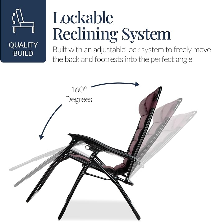 Best Choice Products Oversized Padded Zero Gravity Chair, Folding Outdoor Patio - Image 8