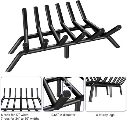 Fireplace Grate 21 Inch, Firewood Log Holder Rack, Heavy Duty Fire Wood Stove Grates for Indoor Outdoor Camping Chimney Hearth Burning Fireplace Accessories Tools