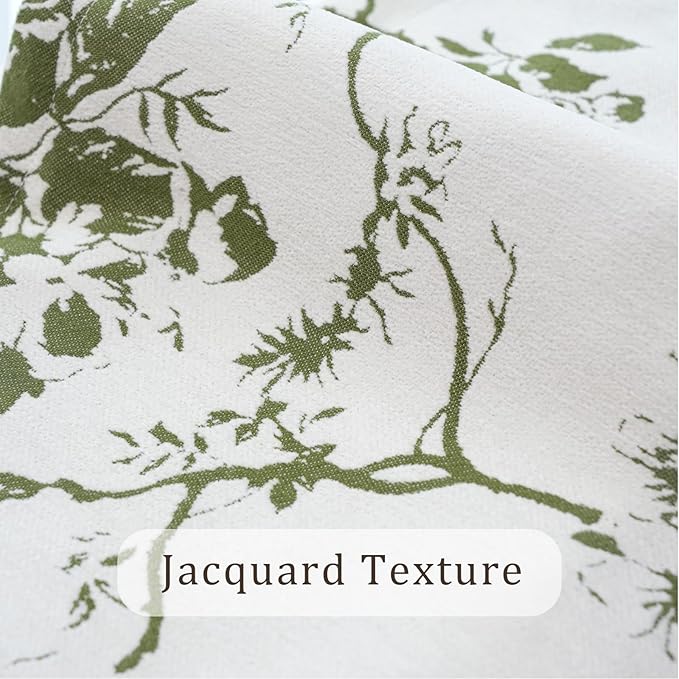 Jacquard Rectangle Tablecloth, Wrinkle Free Green Table Cloth, French Vintage Green Floral Tablecloths, Country Farmhouse Table Cover for Dining, Kitchen, Wedding - 60''x84''