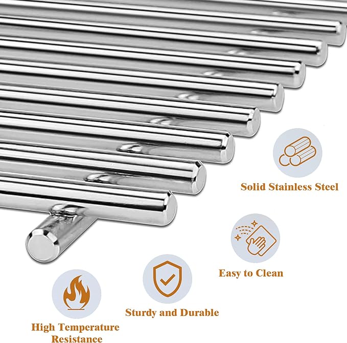 18.7" Cooking Grates for Weber Genesis GS4 Genesis II E-410, E-415, E-435, Genesis II LX E-440 Series Gas Grills, Heavy Duty Stainless Steel Grill Grates for Weber 66089 66097