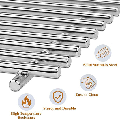 18.7" Cooking Grates for Weber Genesis GS4 Genesis II E-410, E-415, E-435, Genesis II LX E-440 Series Gas Grills, Heavy Duty Stainless Steel Grill Grates for Weber 66089 66097