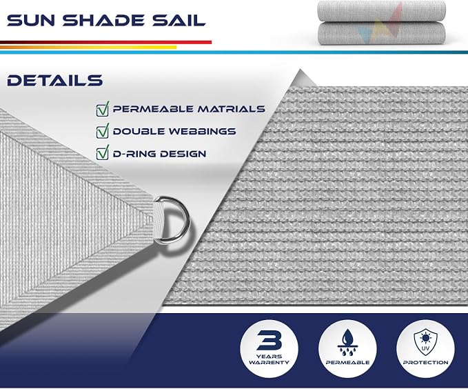 Windscreen4less 26' x 26' x 26' Sun Shade Sail Triangle Outdoor Canopy Cover UV - Image 3