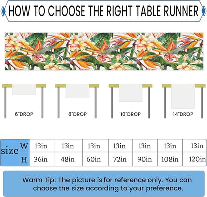 Tropical Exotic Flowers Bird Paradise Table Runner Kitchen Dining Table Runner 13*36in Table Center Decor for Indoor Outdoor Home Holiday Party