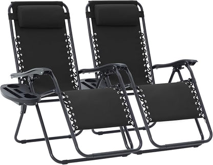 JEAREY Zero Gravity Chairs 2 Set, Adjustable Patio Recliners, Steel Frame by JEAREYOutdoorsCollection
