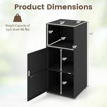 Tangkula Rattan Outdoor Storage Cabinet, Patiojoy PE Wicker Outdoor Cabinet - Image 6