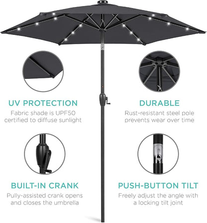 Best Choice Products 7.5ft Solar Umbrella LED Lighted Patio Umbrella, Table - Image 5