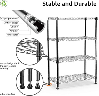 M MZG 1000 lbs Storage Shelving Steel Heavy Duty 4-Tier Utility Shelving Unit - Image 4