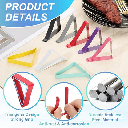 uxcell 8 Pack Tablecloth Clips, Stainless Steel Table Cloth Cover Clamps, 2.56" x 2.68" Windproof Holder Clips for Home Party Picnic Wedding Camping Dining Tables, Black
