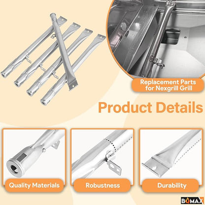 BQMAX Grill Replacement Parts for Nexgrill 5 Burner 720-0888S, Grill Grate, Burner and Heat Plates for Nexgrill Replacement Parts 720-0888S, Grill Parts for Nexgrill 720-0888S Replacement Parts