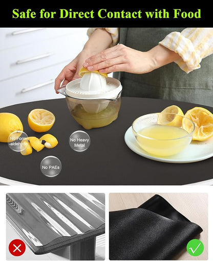 Black Plastic Table Cover Protector, 48" Round Waterproof Easy Flat PVC Desk Pad Mat, 1.5mm Thick Vinyl Table Top Protector for Dining Room Table, Office, Dresser