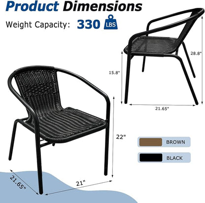 4 Stackable Wicker Patio Chairs, Weather-Resistant Outdoor Seating - Image 2