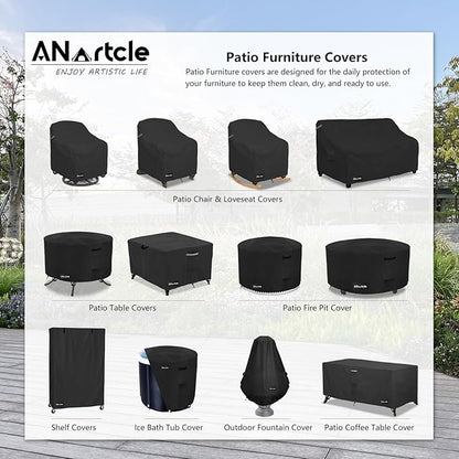Swivel Patio Chair Cover 4 Pack,600D Waterproof Heavy Duty Outdoor Chair Cover(35 W x 37 D x 36 H inches),Patio Furniture Covers,Outdoor Furniture Covers Waterproof,Black