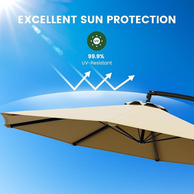 10FT Cantilever Offset Outdoor Patio Umbrella - Image 5