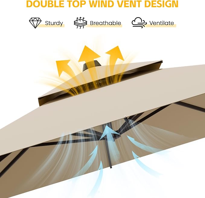 10x10 FT Patio Cantilever Umbrella, Rectangular Heavy Duty Offset Umbrella - Image 7