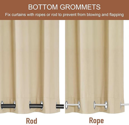 RYB HOME Extra Wide Outdoor Curtains 2 Panels or Patio Waterproof | Blackout - Image 3