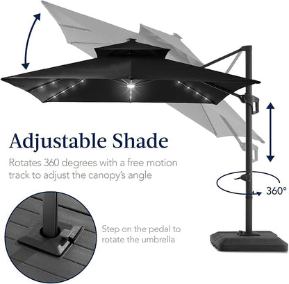 Best Choice Products 9x12ft LED Cantilever Patio Umbrella w/Base Included & - Image 5