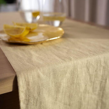Linen Table Runner 60 inches Long - 100% Pure Linen Flax - Stonewashed European Linen Table Runner (Royal Creme, 14 x 60 Inch) - for Dining, Fall, Autumn, Thanksgiving