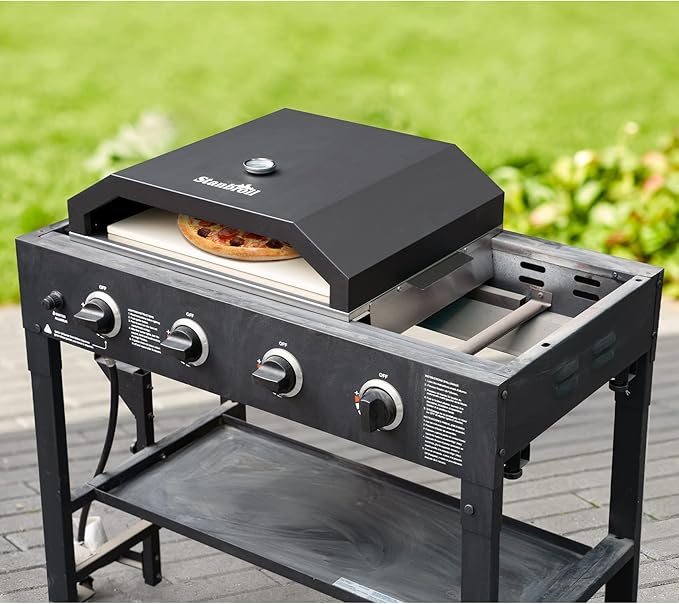 Stanbroil Pizza Oven for Blackstone 36" Gas Griddle Cooking Station, Outdoor Pizza Maker with Side Panels and Temperature Gauge, 17.7 in. x 13.7 in. Pizza Stone