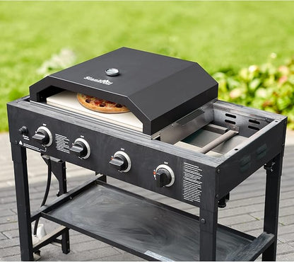 Stanbroil Pizza Oven for Blackstone 36" Gas Griddle Cooking Station, Outdoor Pizza Maker with Side Panels and Temperature Gauge, 17.7 in. x 13.7 in. Pizza Stone