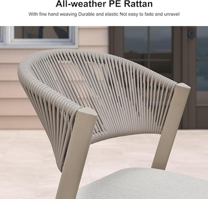 PURPLE LEAF 11-Piece Patio Dining Set Outdoor Furniture Rectangular Extended Upgrade Table and Chairs Set with Aluminum Frame and Wicker Rattan for Garden Deck Backyard Kitchen Champagne Outdoor Set