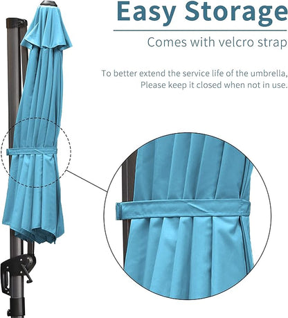 PURPLE LEAF Patio Umbrella 9' x 11.5' All-Day Shade Control Turquoise | More - Image 9