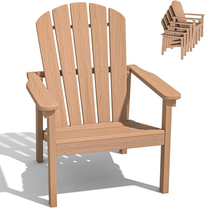 Compact Stackable Adirondack Chairs, All Weather HDPE, Teak | 26.3" Wide HDPE by nevilywood