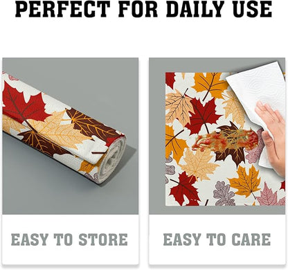 Giwawa Maple Leaf Placemats Set of 4 for Kitchen Dining, Colorful Fall Autumn Thanksgiving Leaves Non-Slip Washable Linen Place Table Mat 12x18 Inches for Tabletop Holiday Party Home Decor