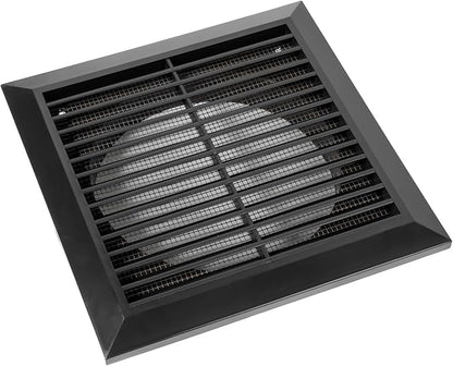 Black 6" Inch Ventilation Grille - Inside/Outside use - (Flange 5.9"Ø/Cover 8"x8") - Air Vent Louver - Exhaust Hood - Available 3 Sizes / 4 Colors.